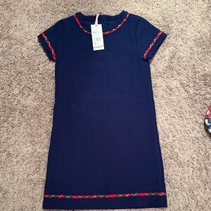 Vineyard vines navy blue ponte holiday tartan dress size small new with tags 7/8